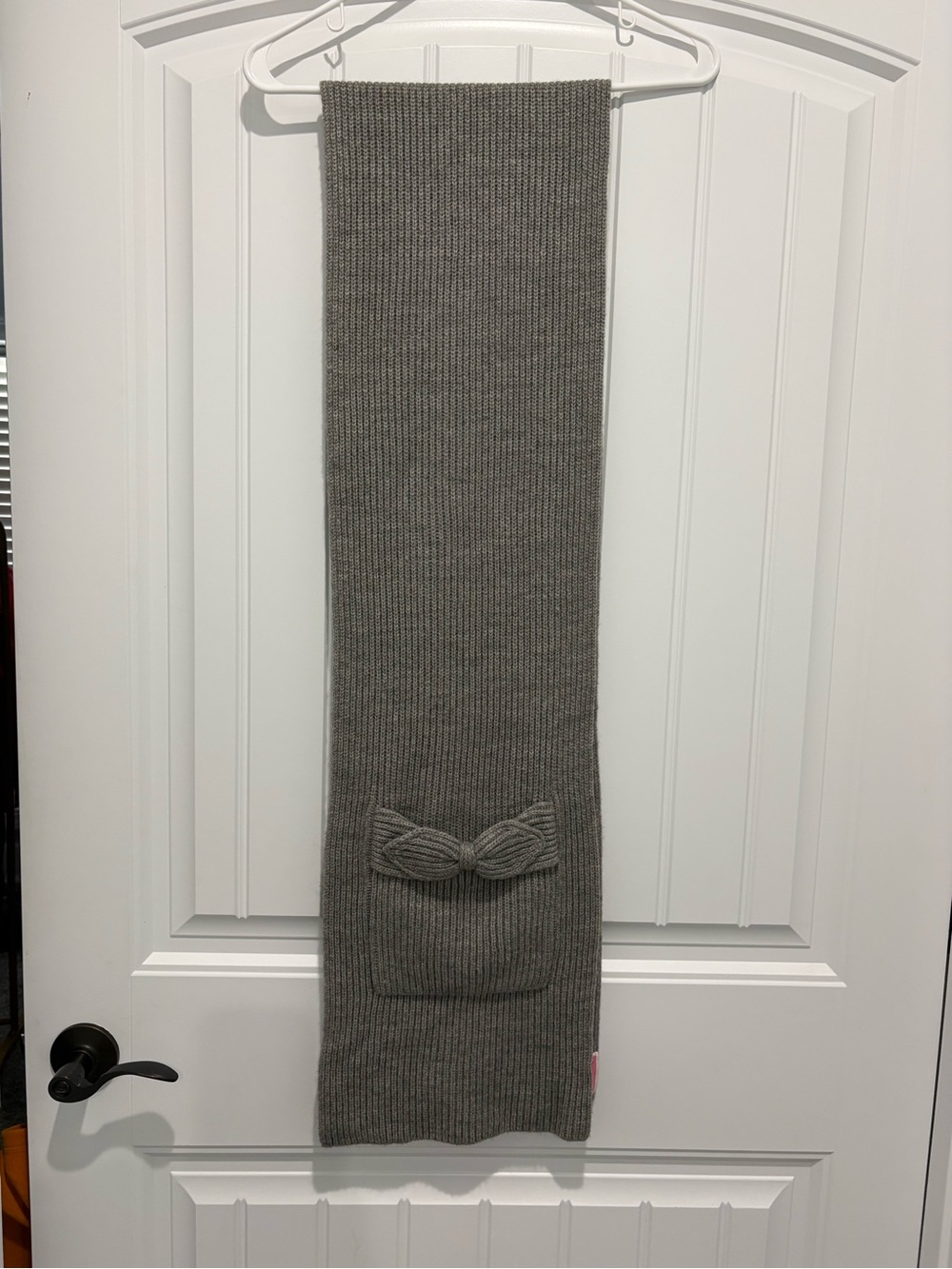 Kate Spade Gray Knit Scarf with Bow Accent